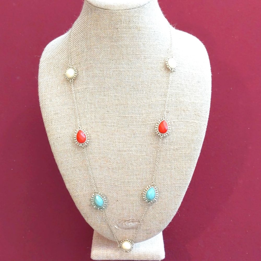 4 for $20 Fashion Jewelry Necklace 18" Long Gold Red Blue Cream
